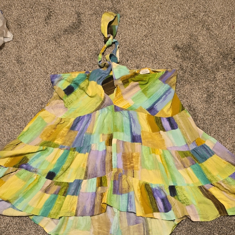 Jams World Yellow Green Blue Tie-Dye Top